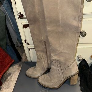 Vince Camuto over the knee boots, size 9, gray leather